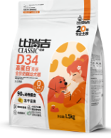 比瑞吉经典D34高蛋白无谷奶糕幼犬粮1.5kg