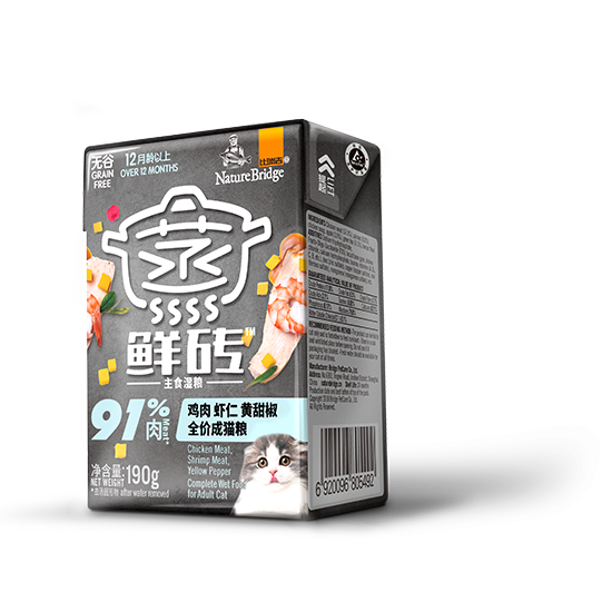 比瑞吉蒸鲜砖 全价成年期猫粮 鸡肉虾仁南瓜配方